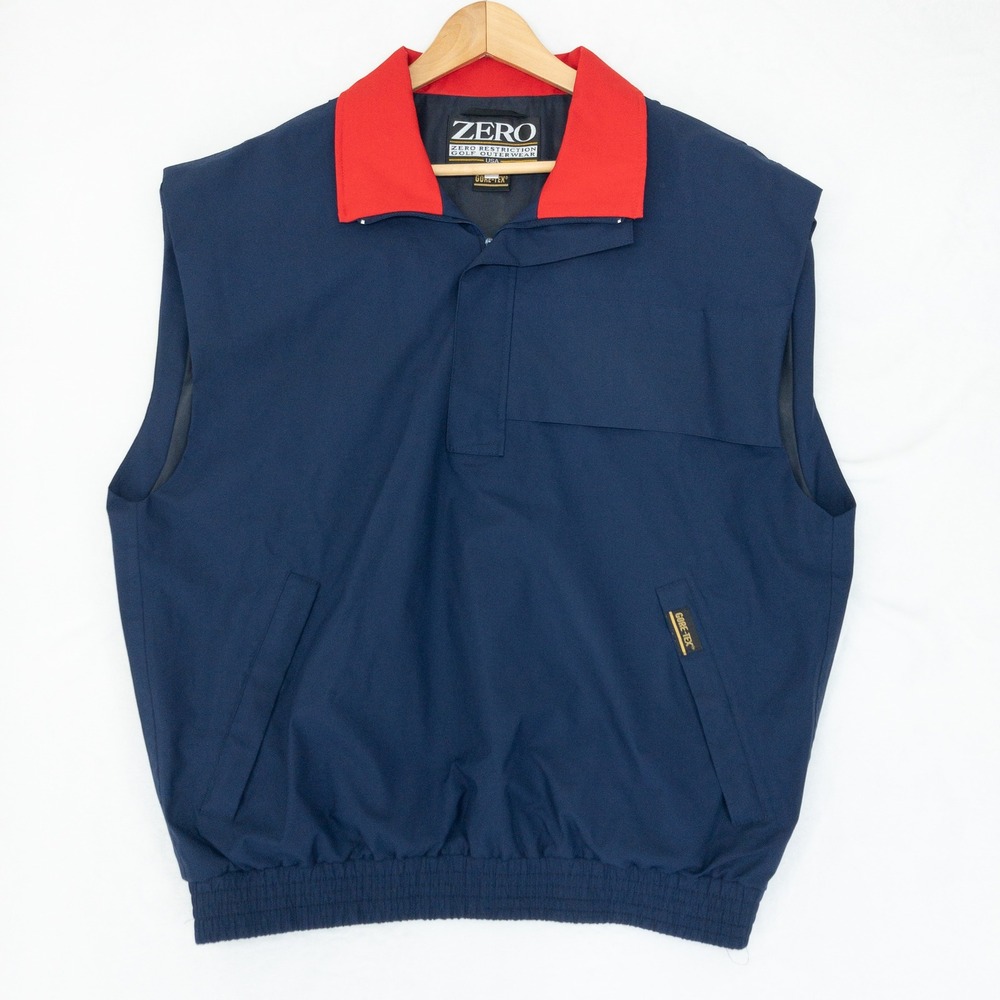 Zero Restriction Golf Vest Mens Large Navy Blue Gore-Tex Quarter Zip Pullover